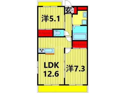 グラン・エベイユ(2LDK/2階)の間取り写真