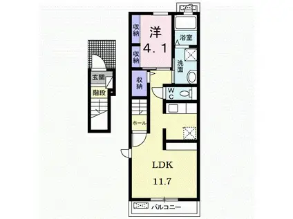 パリVI(1LDK/2階)の間取り写真