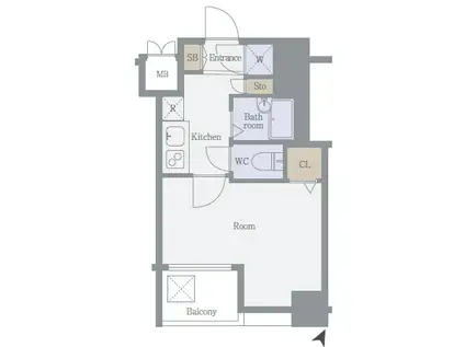 エスコート東大前(1K/6階)の間取り写真