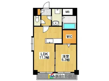 プレジデント正弥久留米駅前(1LDK/4階)の間取り写真