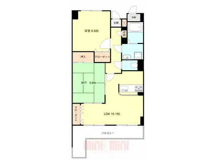 セレッソカージェ芦屋(1SLDK/2階)の間取り写真