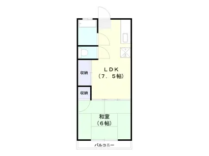 コーポ新原(1LDK/1階)の間取り写真