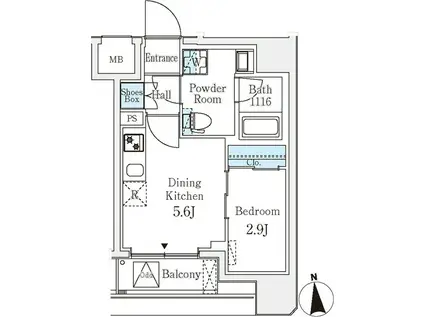 クラリティア文京湯島(1DK/2階)の間取り写真