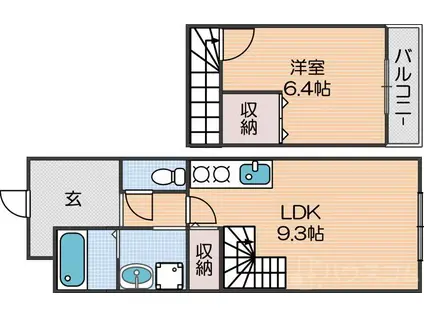 ツインフォレスト住之江Ⅰ番館(1LDK/1階)の間取り写真