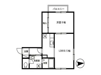 グナンドール九(1LDK/2階)の間取り写真