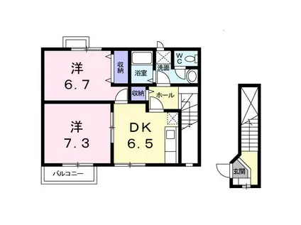 コータ・コートI(2DK/2階)の間取り写真