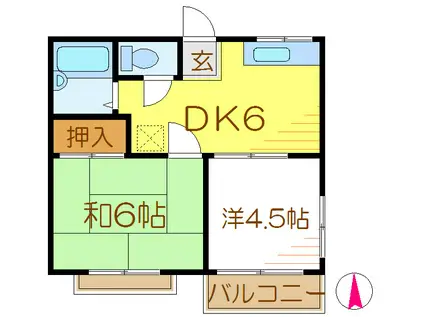 ハープコーポシシド(2DK/1階)の間取り写真