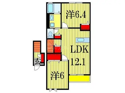 パールウイングIII(2LDK/2階)の間取り写真
