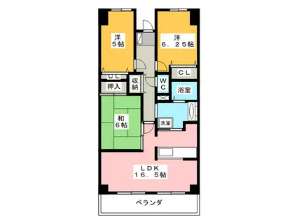 アートピア西ヶ崎(3LDK/9階)の間取り写真