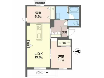 シャーメゾン ウィステリアカーサ(2LDK/2階)の間取り写真