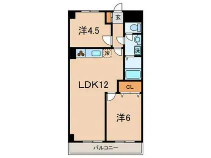 北辰ハイム(2LDK/1階)の間取り写真