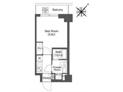 BPRレジデンス南行徳(1K/3階)の間取り写真