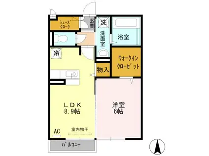 オネスティ(1LDK/2階)の間取り写真