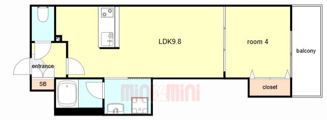 ウェルスクエア西宮(1LDK/1階)の間取り写真