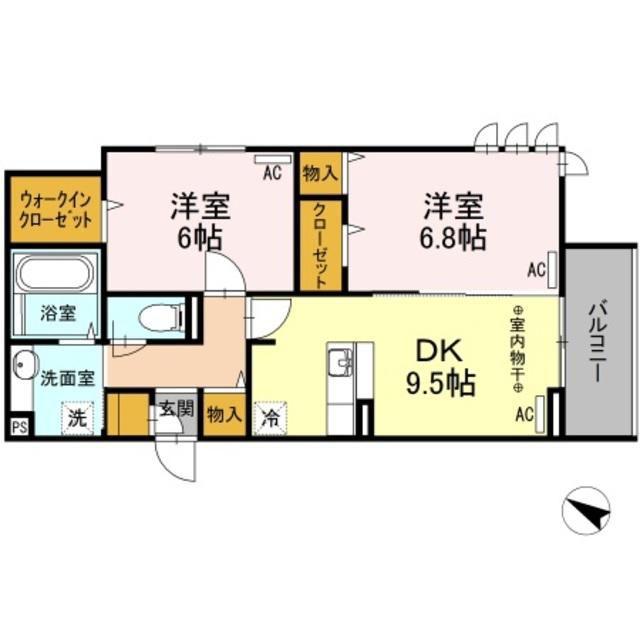 パレスグランディオーサ(2LDK/2階)の間取り写真