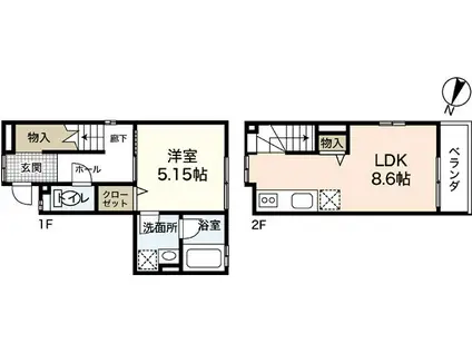 プログレッソ西蟹屋(1LDK/1階)の間取り写真