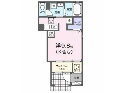 谷津1丁目アパート(ワンルーム/1階)の間取り写真