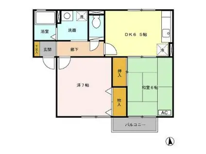 セジュール花岡(2DK/2階)の間取り写真