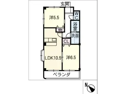エルハイム I(2LDK/2階)の間取り写真