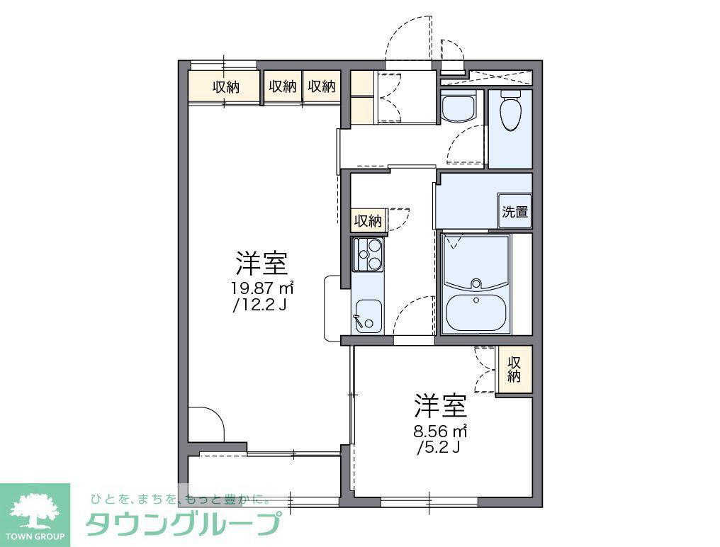 レオパレスバンビーノ花輪(1LDK/2階)の間取り写真