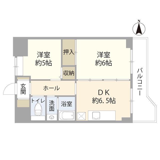 グランドール(2DK/6階)の間取り写真