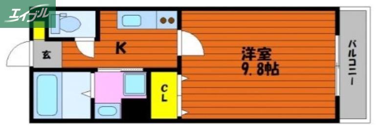 サンステージ大和町(1K/1階)の間取り写真