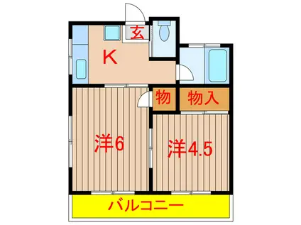 コーポ若葉(2K/2階)の間取り写真