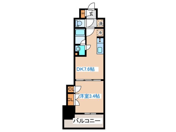 クレストコート渋谷笹塚(1DK/3階)の間取り写真