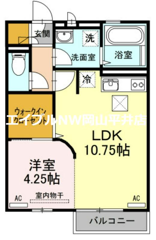 メゾン エミグラント B棟(1LDK/1階)の間取り写真