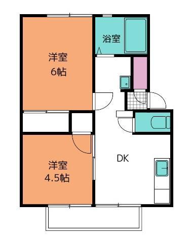 コーポラスさとう B・C(2DK/1階)の間取り写真
