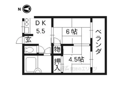 グランブルー宇治(2DK/2階)の間取り写真