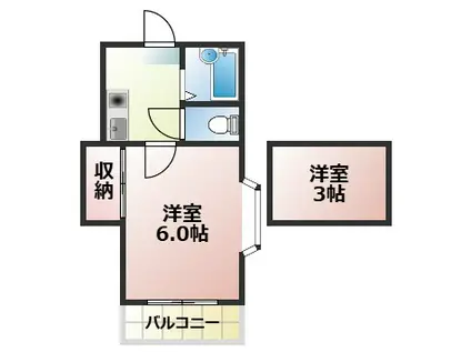 リヴェール白川(1K/1階)の間取り写真