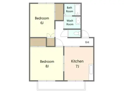 アオキハイツII(2DK/2階)の間取り写真