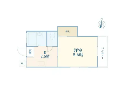 ハマフラッツ(1K/1階)の間取り写真