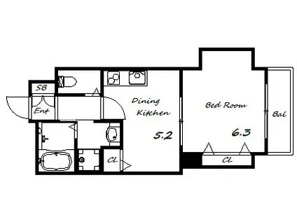 MANO MANSION(1DK/4階)の間取り写真