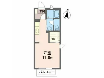 グリーンベルA(ワンルーム/1階)の間取り写真