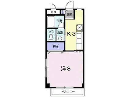 ソレイユ・S(1K/1階)の間取り写真