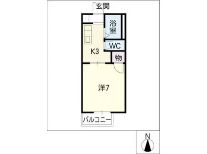 タウン広小路C棟(1K/1階)の間取り写真