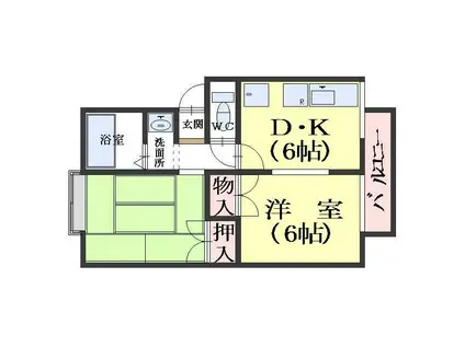 セジュールパ-クサイド(2DK/1階)の間取り写真