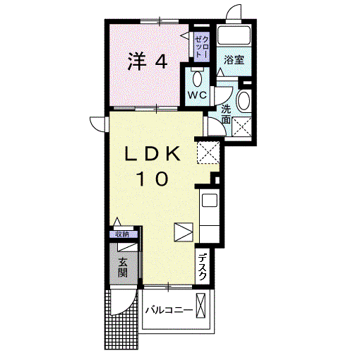 ミーティアII(1LDK/1階)の間取り写真