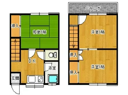 品川三喜コーポ(3K/2階)の間取り写真