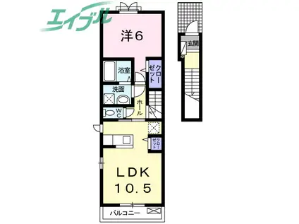 ルーチェII(1LDK/2階)の間取り写真