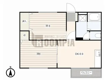 グリーンハイツ池川 B(2DK/2階)の間取り写真