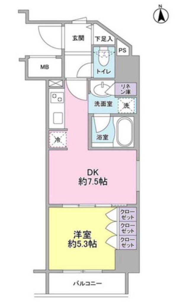 コンフォリア新宿御苑II(1DK/13階)の間取り写真