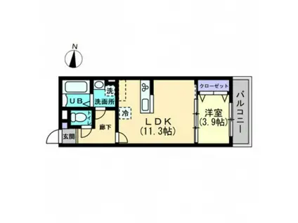 クレール東福山(1LDK/4階)の間取り写真