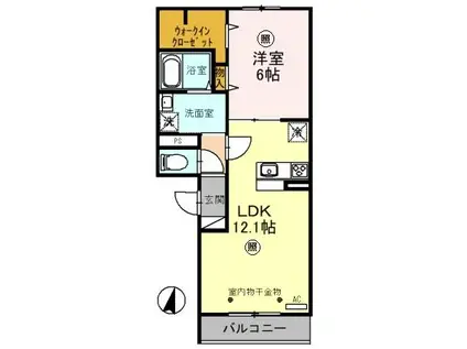 ア レーズ(1LDK/2階)の間取り写真