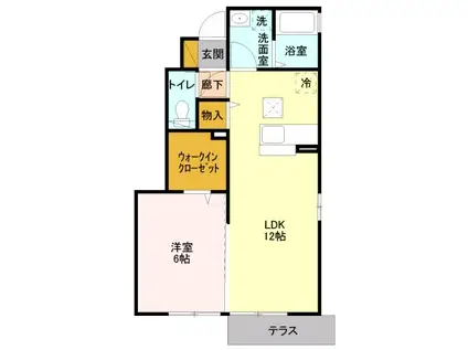 リヴェール(1LDK/1階)の間取り写真