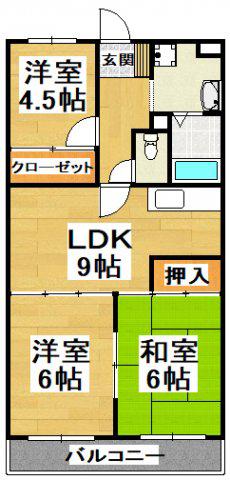 アミール西野(3LDK/2階)の間取り写真