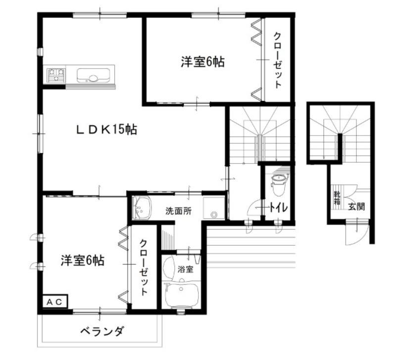 ルネス吉岡46号地(2LDK/2階)の間取り写真