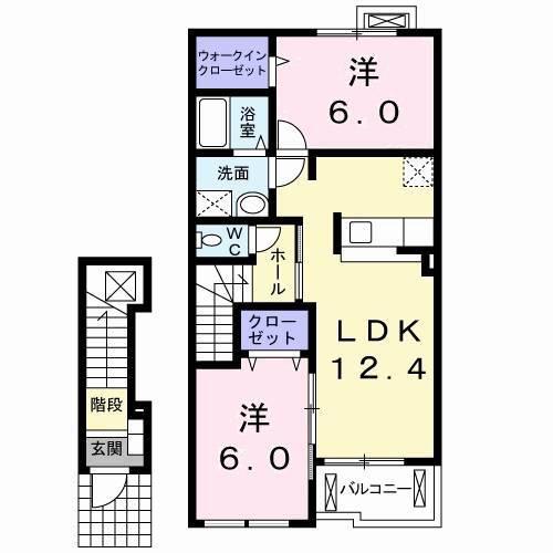 アルデンヌC(2LDK/2階)の間取り写真
